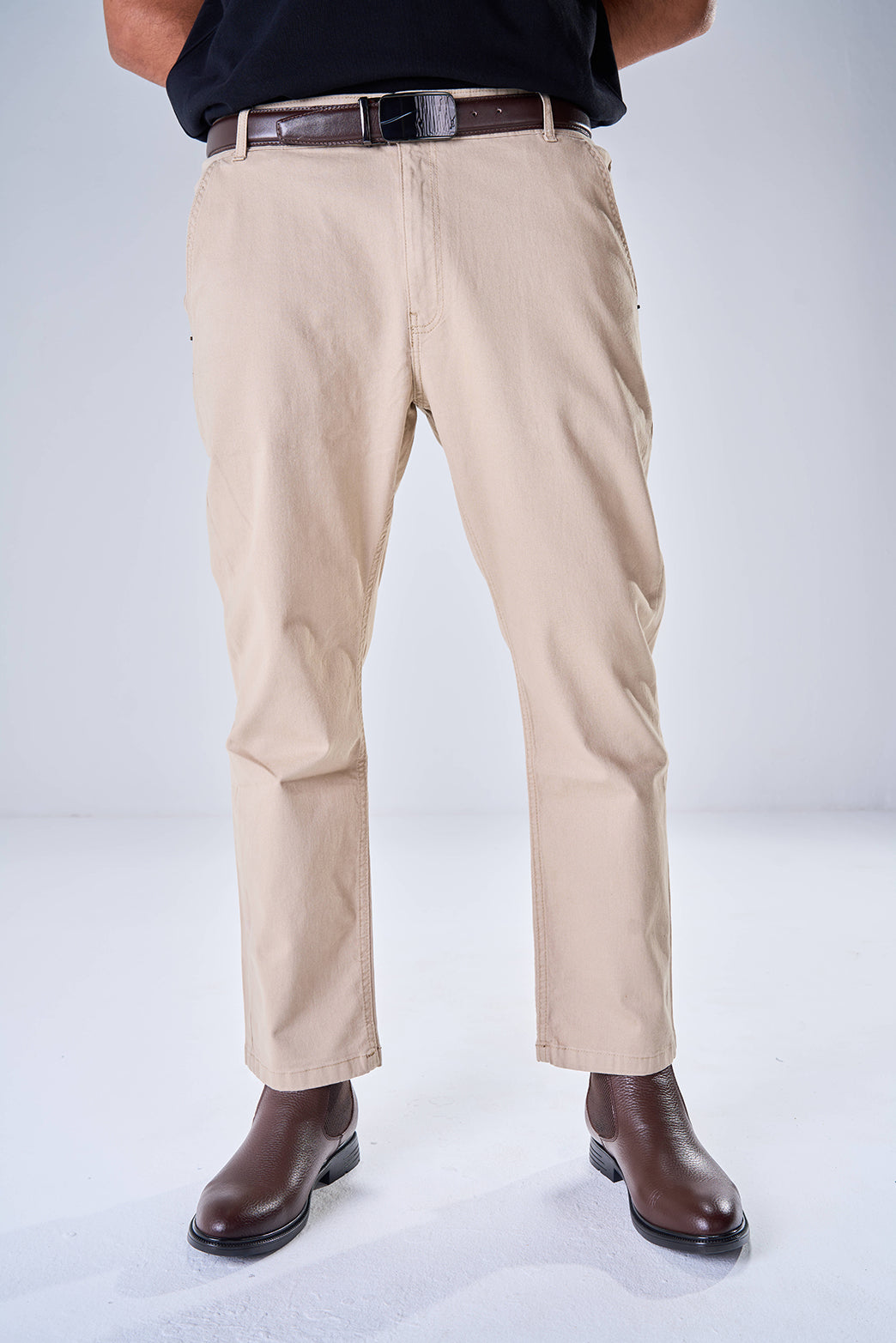 Gabardine Chino Style Trousers (Almond)
