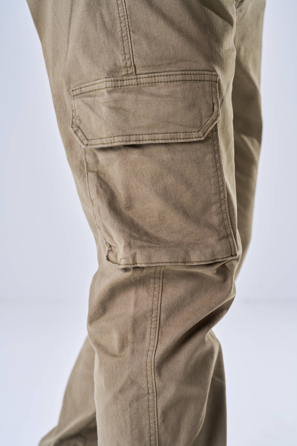 Gabardine Cargo Style Trousers (Olive Green)