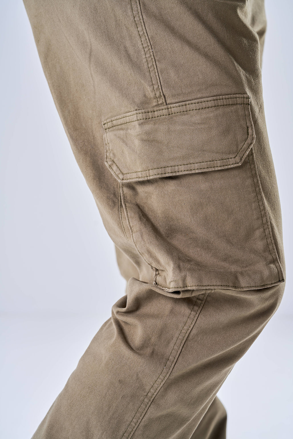 Gabardine Cargo Style Trousers (Olive Green)