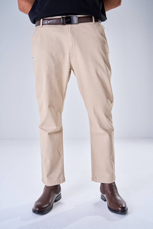 Gabardine Chino Style Trousers (Almond)