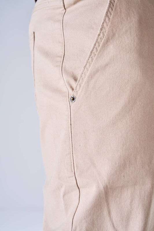 Gabardine Chino Style Trousers (Almond)