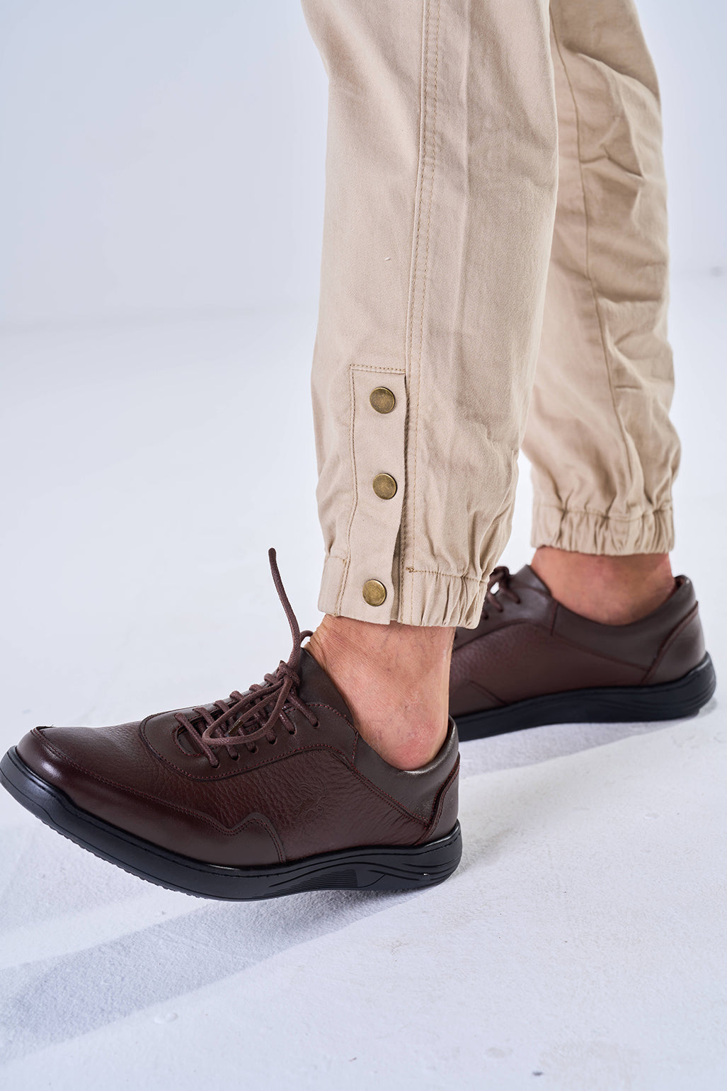 Gabardine Cargo Style Trousers (Almond)