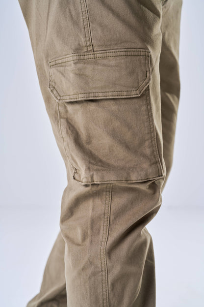Gabardine Cargo Style Trousers (Olive Green)
