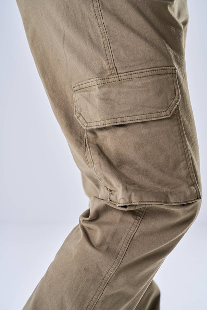 Gabardine Cargo Style Trousers (Olive Green)